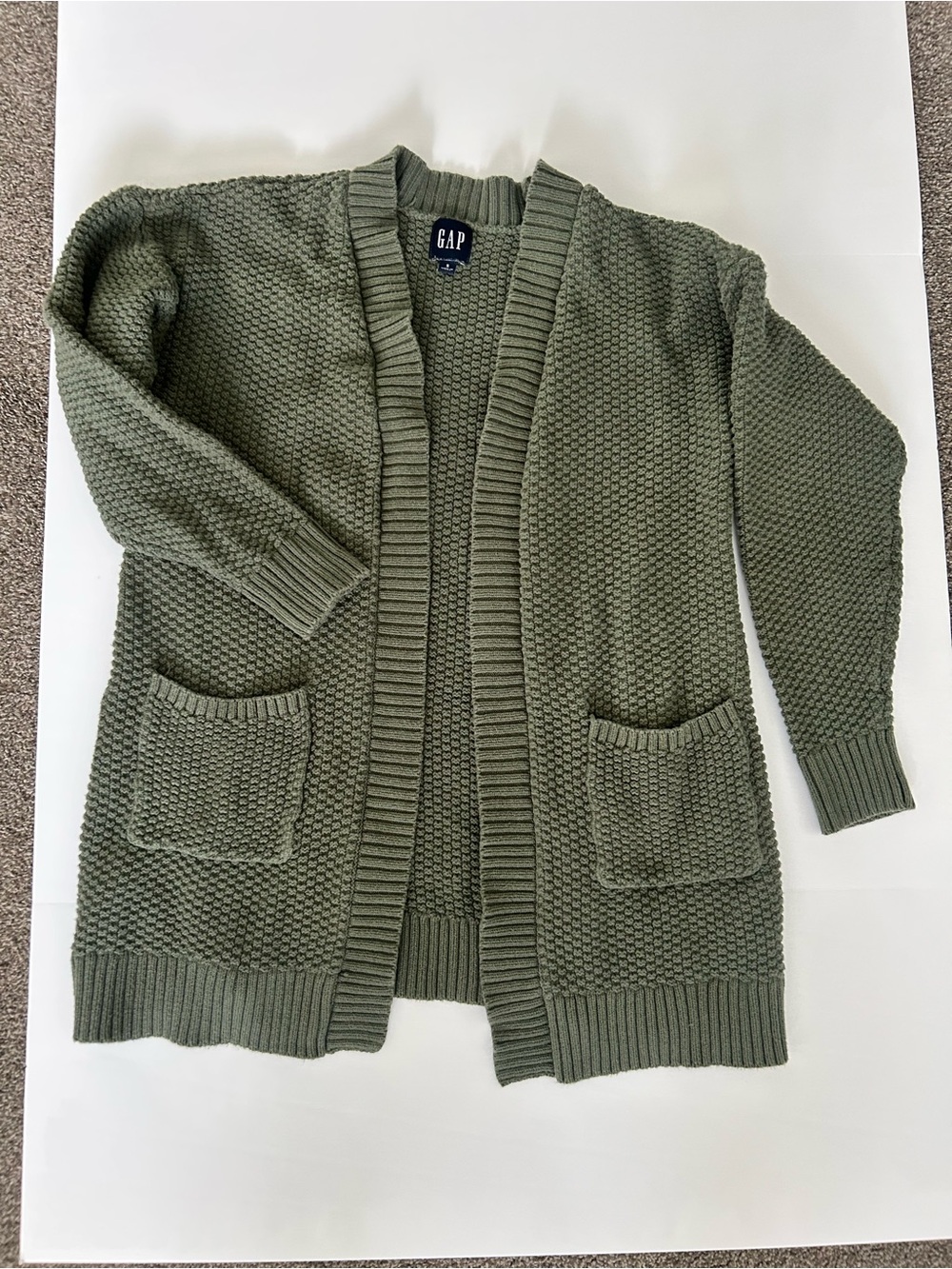 GAP Gray Waffle-Knit Open Cardigan